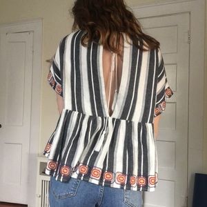 Open back boho blouse